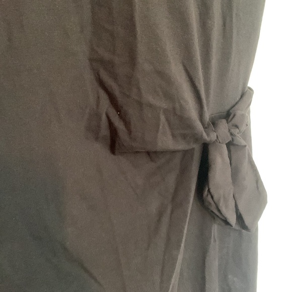 MANGO Black Cotton Solid Midi Sheath Dress With Tie-Up Detail - Picture 4 of 6